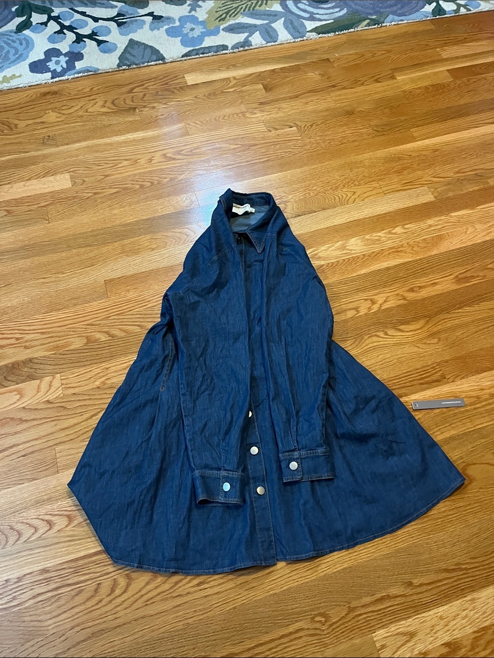Anthropologie x Exquise Long-Sleeve Waisted Denim Mini Shirt Dress Size XL NWT - Picture 13 of 15